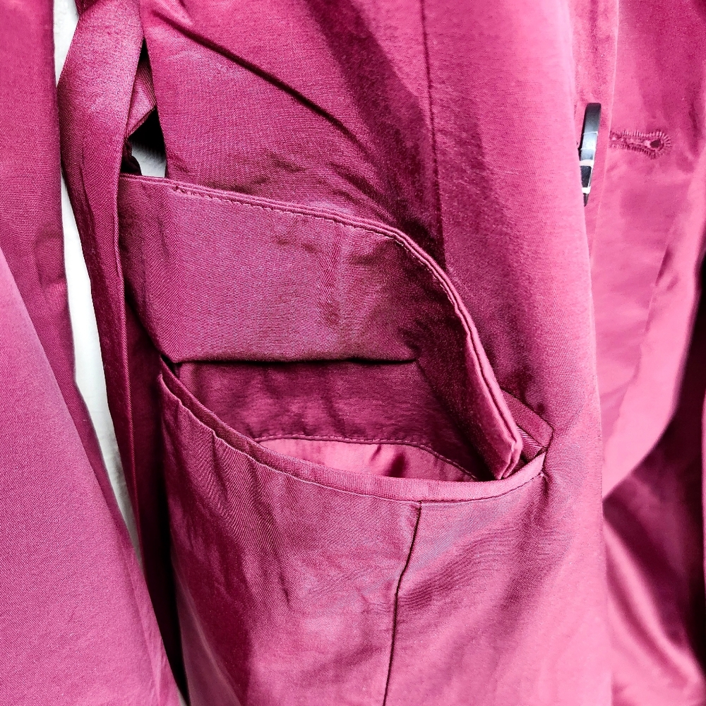 Avec Les Filles Dark Burgundy Stretch Cotton Blend Belted Longline Trench Coat - Picture 9 of 12